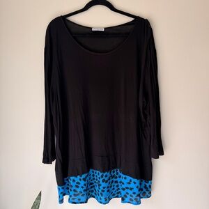 Cha Cha Vente Black Tunic with Blue Leopard Print
